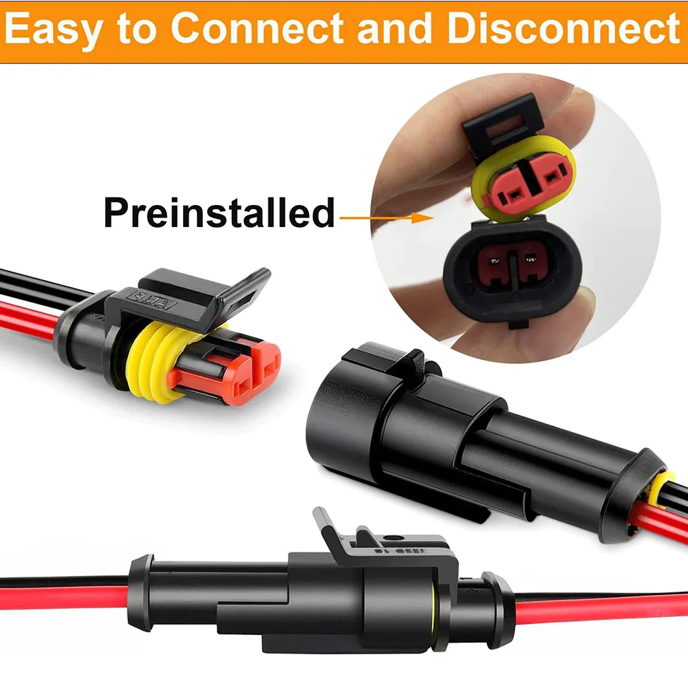 26 Sets 16 AWG Wasserdichte Kabelverbinder, Automotive-Steckverbinder zum Trennen und Verbinden, 1/2/3/4-polige Stecker mit 16-Gauge-Kabel – Detail 3