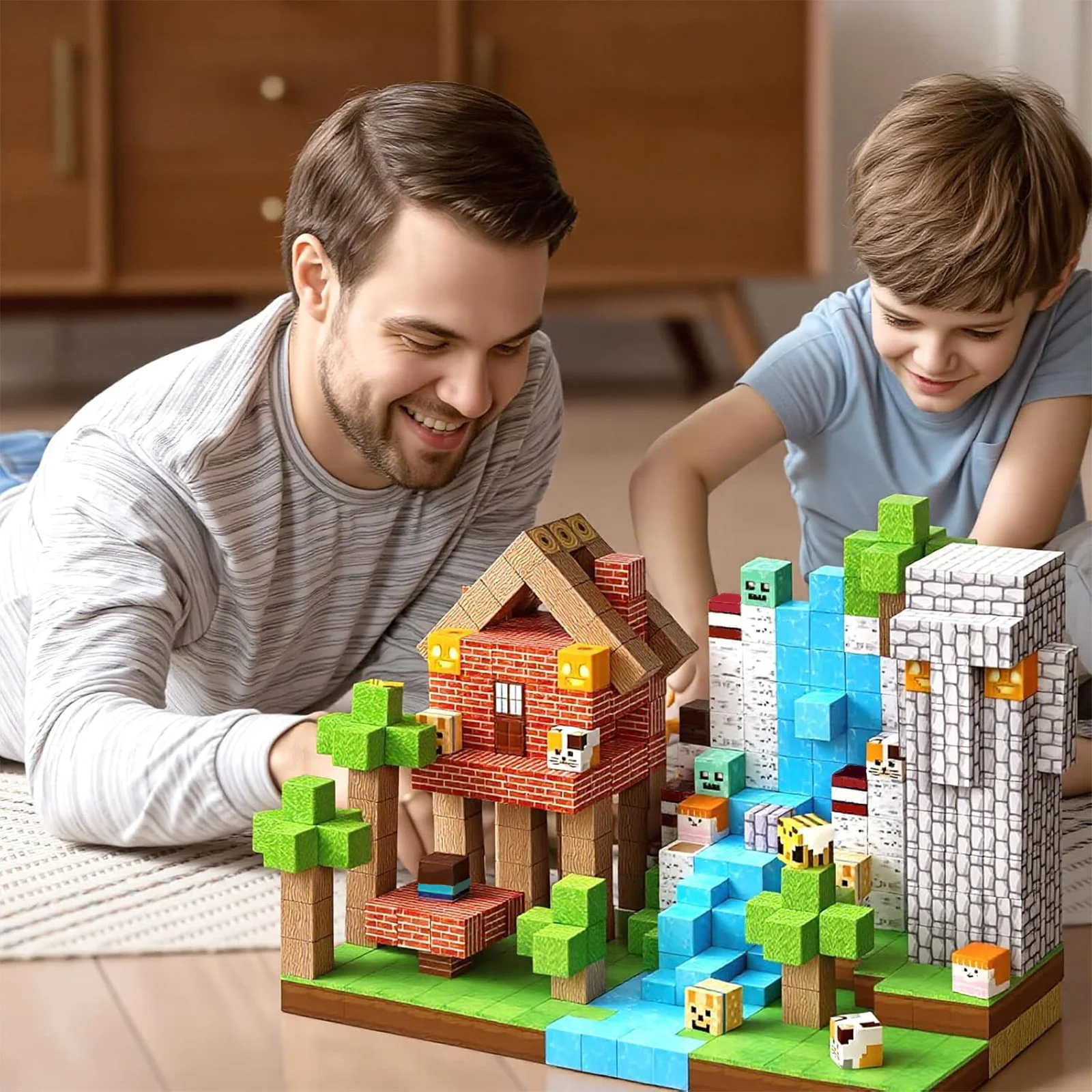 مجموعة مكعبات بناء مغناطيسية من 150 قطعة، لعبة بناء مغناطيسية، مكعبات بناء ثلاثية الأبعاد متشابكة، لعبة حسية مونتيسوري، تعليم العلوم والتكنولوجيا والهندسة والرياضيات