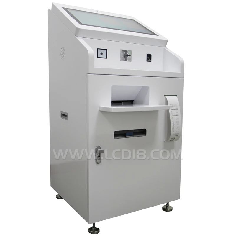 Self Service Kiosk Touch Screen With QR Code Scanning Ticket Printing All In One LCD Display