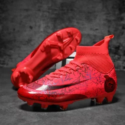 Zapatos de fútbol profesionales para hombre, botas de entrenamiento de fútbol, ultraligeras, con picos largos, color rojo, Unisex