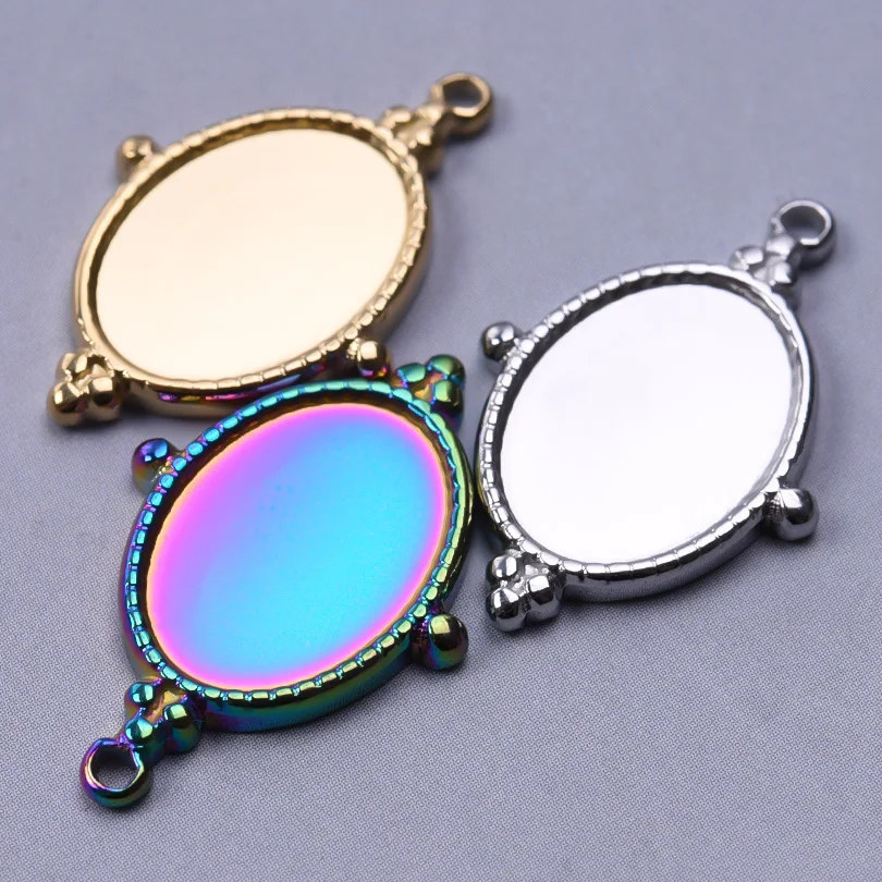 5 teile/los Edelstahl Runde Oval Herzförmige Tablett Anhänger Basis Einstellungen Charms DIY Schmuck Machen Liefert Halskette Ohrring – Detail 12
