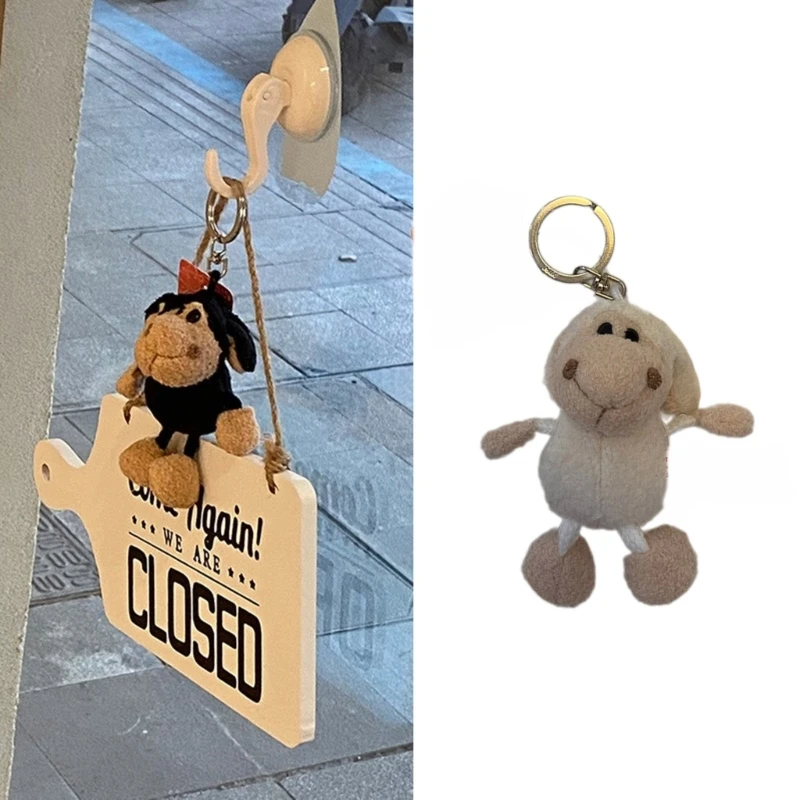 Handmade Cartoon Plush Lamb Charm Keychains Lovely Ornament Women Car Keyring Backpack Handbag Charm Pendant Keys Holder