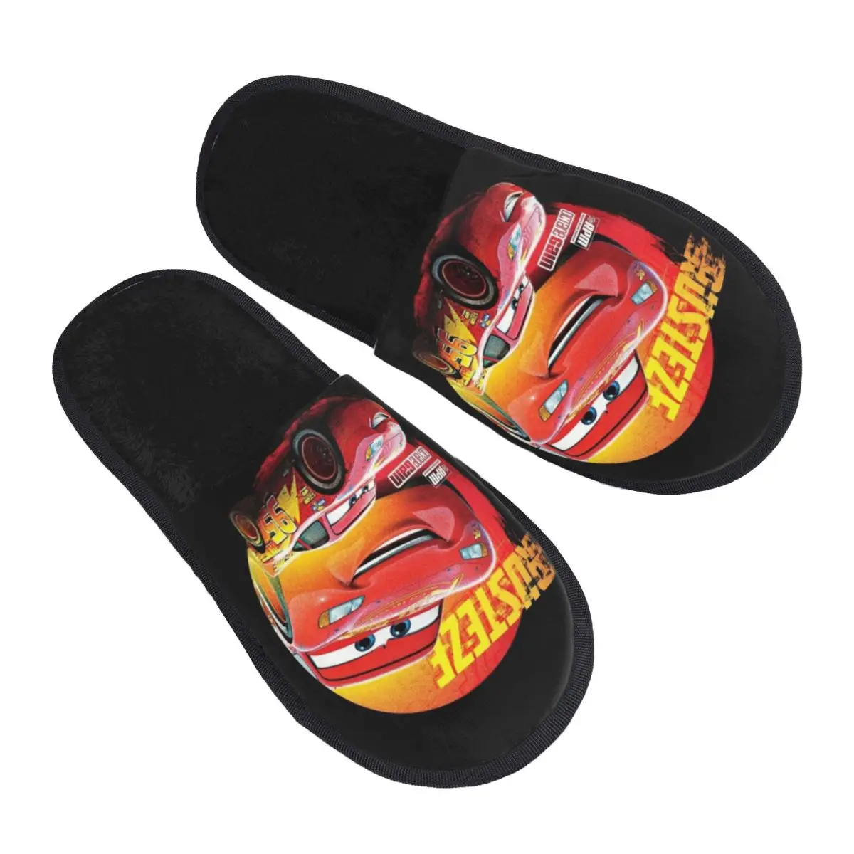 

Мягкие домашние тапочки с эффектом памяти Custom Lightning McQueen Anime для женщин, уютные, теплые, с противоскользящей подошвой
