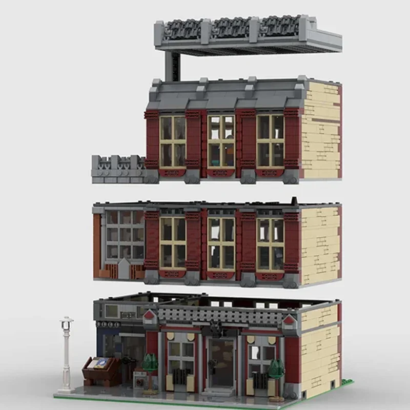 City Street View รุ่น Moc อาคารอิฐ Town Cat Cafe เทคโนโลยี Modular Blocks ของขวัญของเล่นคริสต์มาส DIY ชุดประกอบ