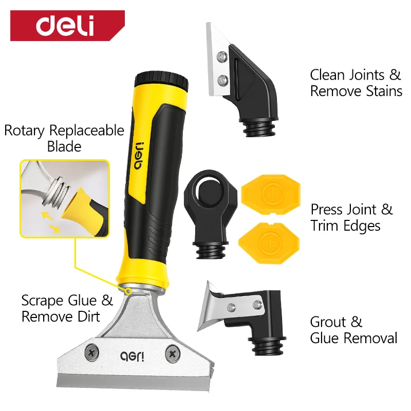Multi-Purpose 7-in-1 Cleaning Scraper SK5 Carbon Steel Blade for Grease Paint Glue Sticker Removal Household Industrial Tool