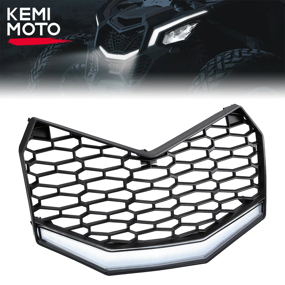 

KEMIMOTO UTV Front Bumper Mesh Grill with LED Light Compatible with Can-Am Maverick X3 Max DS XDS RS XRS XRC XMR 2017+ 2022 2023