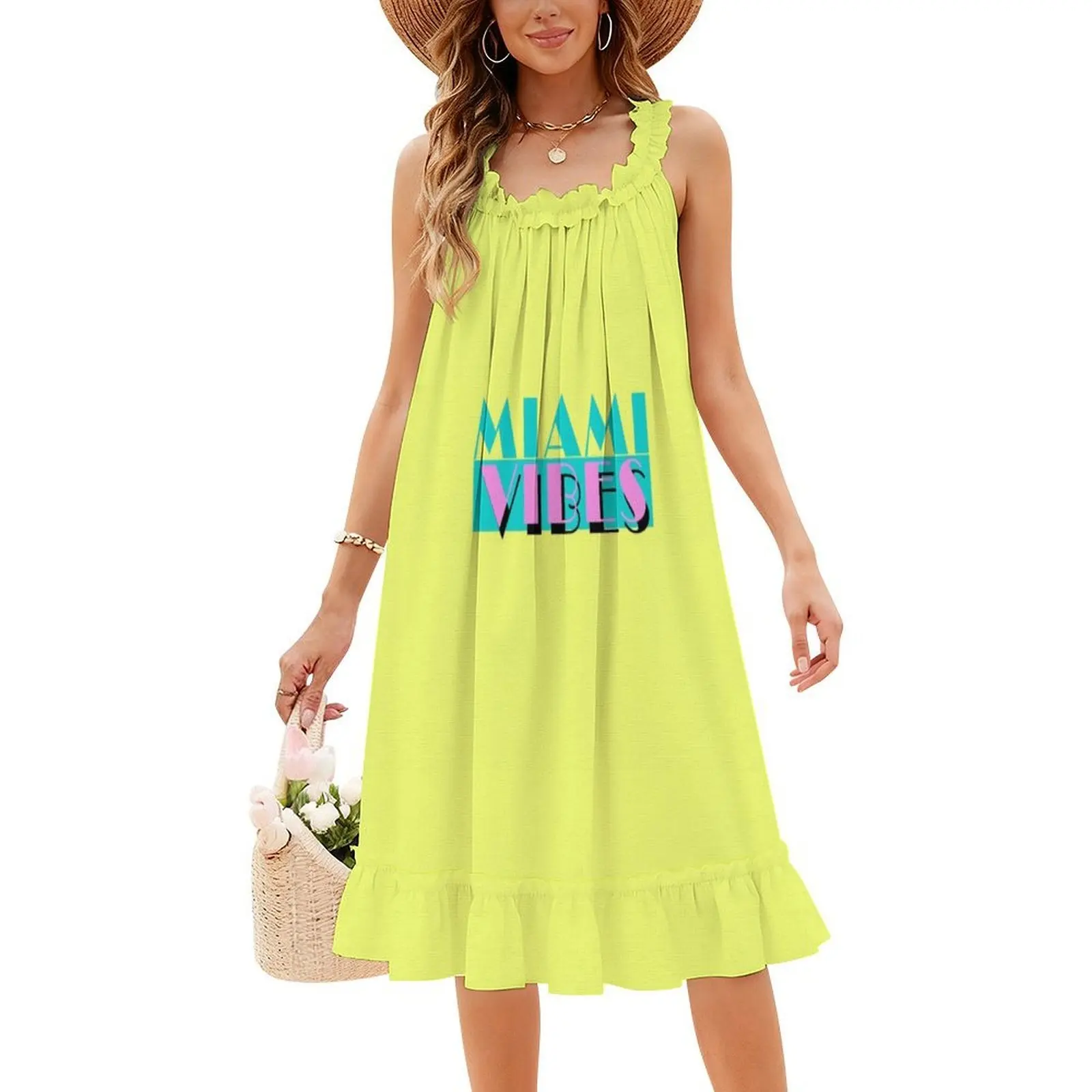 فستان Miami Vibes الكلاسيكي البوهيمي بأكمام منتفخة أو خيارات بدون أكمام للنساء فستان Miami Vibes Miami Vice مرحبًا بكم في Miami #4