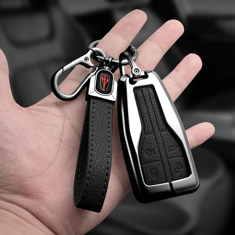

Zinc Alloy Leather For Hongqi HS5 H5 H9 HS7 H7 L5 HS3 L9 Car Key Cover Case Bag Shell Protector Keychain Accessories