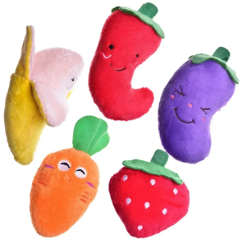 Pet Plush Squeaky Toy Bite-Resistant Clean Dog Chew Puppy Training Toy Soft Banana Bone Vegetable Fruit Pet Supplies