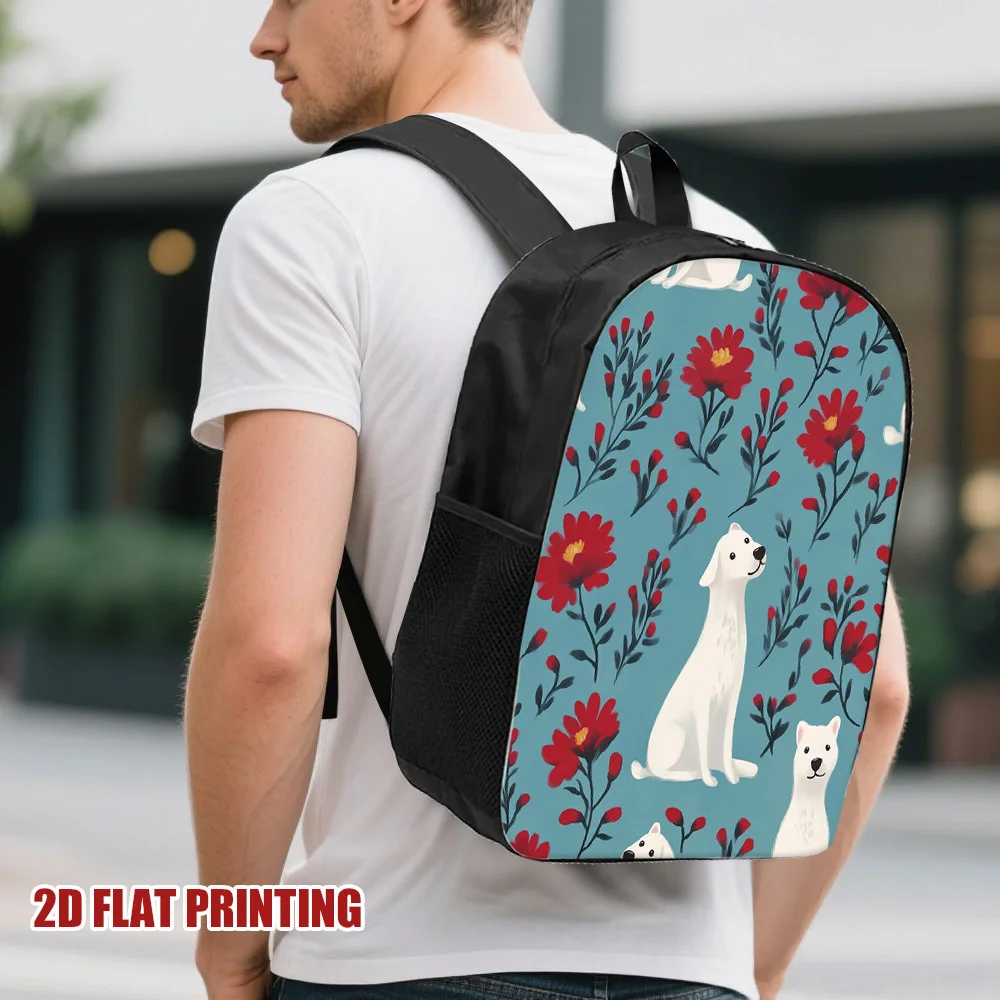 

1 lightweight floral paw print dog-themed backpack - cute pet bone pattern, zipper open and close handbag, suitable for travel