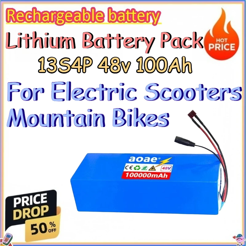 

13S4P 48v 100Ah Lithium Battery Pack for Electric Scooters Mountain Bikes Replace Rechargeable Lithium Battery Pack