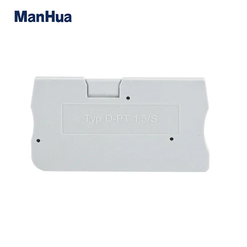 ManHua 10Pcs D-PT1.5 End Cover For PT1.5 Din Rail Terminal Blocks End Cover Plate L45H24.6W2.2mm