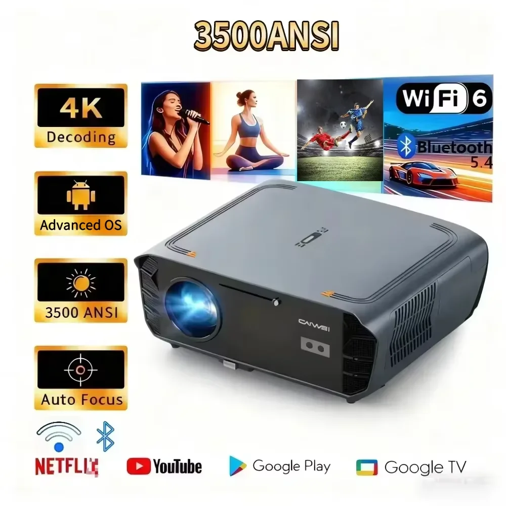 

【Проектор 4K UHD Android 11】Лацензированный Netflix 5G WiFi Dolby Video Открытый портативный домашний кинотеатр 80000 люмен Проекторы 2025 Новый