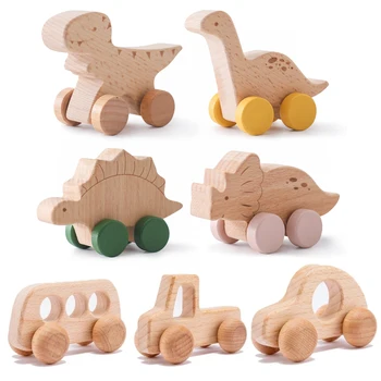 Dinosaur Wooden Teether Car 1