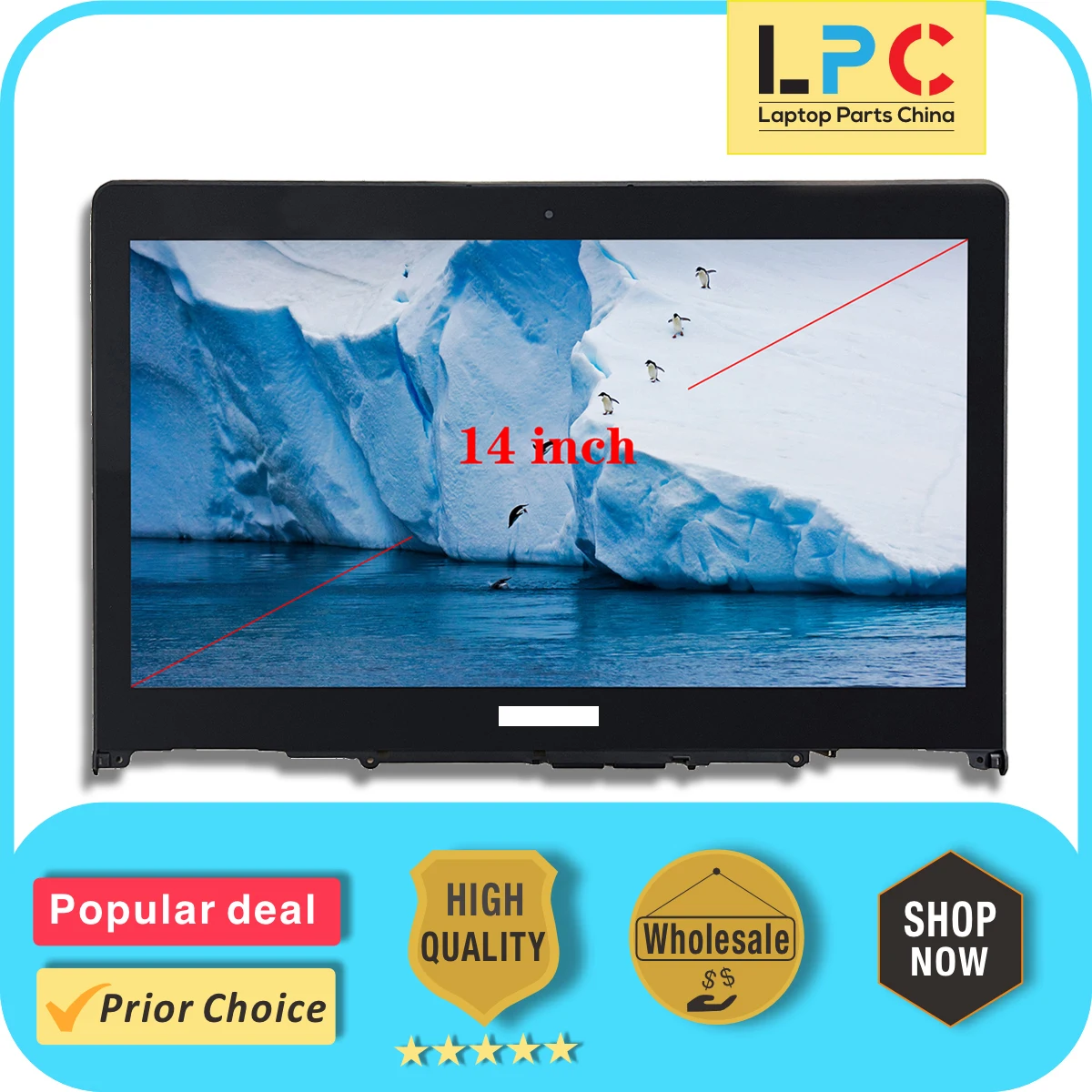 Display Lcd Touch Screen Digitizer Assembly com Moldura e Moldura Fit para Lenovo Yoga 50014ibd Fhd 1920 × 1080 14 Pol Edp 30 Pinos