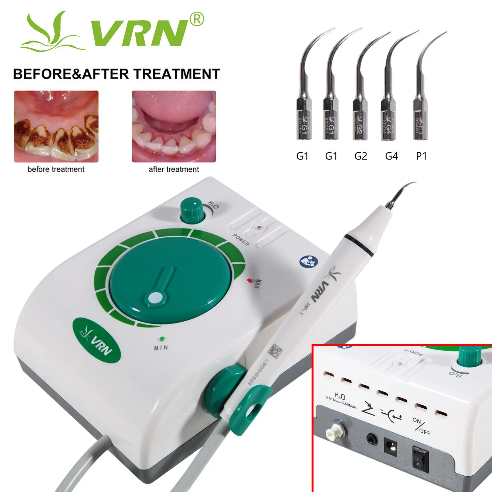 

Portable Dental Ultrasonic Piezo Scaler 5pcs Tips For EMS HP-1 Handpiece VRN-K08B