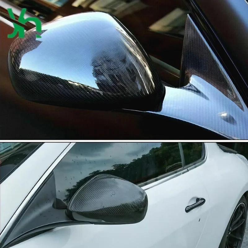 لمازيراتي كواتروبورتي GT (2007-20) GC (2010-15) ألياف الكربون الرؤية الخلفية غطاء للعدسات الجانبية ألياف الكربون الحقيقية عدسة جانبية