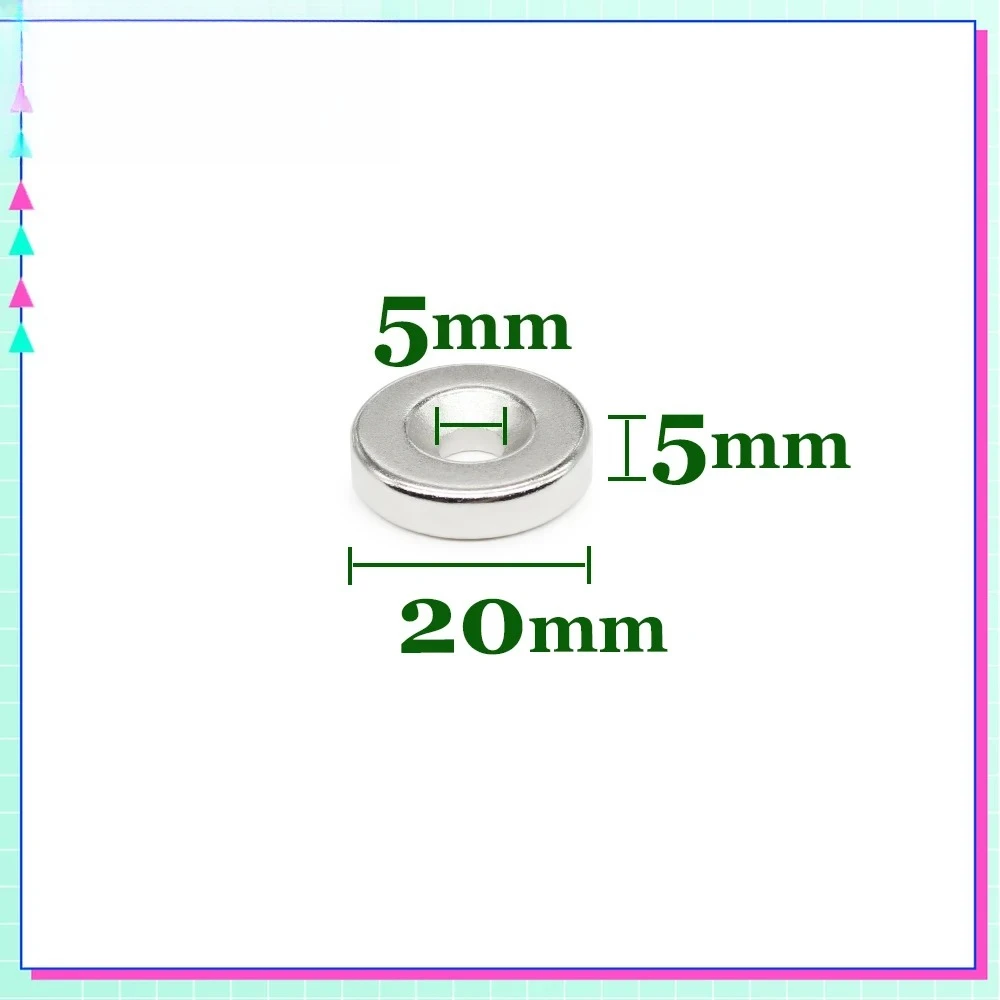 20x5-5 Minor Super Powerful Magnet 20*5 mm Hole 5mm Round Countersunk Magnetic 20x5-5mm Neodymium Disc Magnets 20*5-5