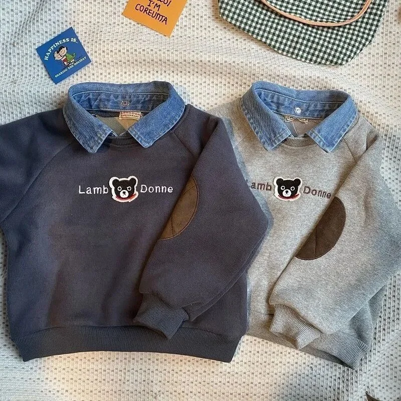 

Boys Hoodies Sweatshirts Cotton Tops Outwear 2023 Lapel Spring Autumn Windproof Kids Plus Size Children's Clothing