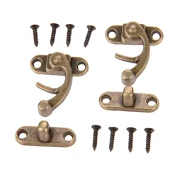 2Pcs 29x33mm Antique Bronze Horn Buckle Lock Decorative Latch Hasps Hook Wood Wine Jewelry Box Padlock