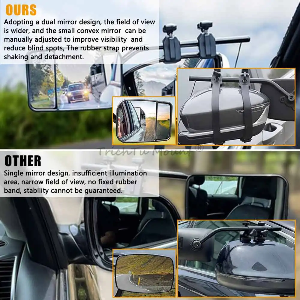 Universal Towing Mirror Trucks Caravan Van Car Trailer Tow Mirror Rearview Blind Spot Wide Extension Mirrors accesorios auto