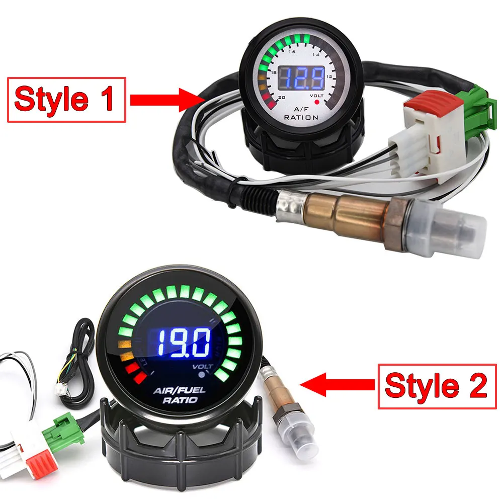 HD Digital Air Fuel Ratio Gauge O2 Oxygen Sensor for 12V Car Voltmeter Car Gauge AFR 52mm 2 in 1 Meter Voltage With Narrowband