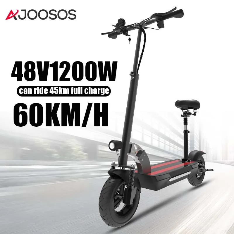 

Electric Scooter with Seat 13-26ah Lithium Battery 60KM/H Range 100KM E Scooter for Adults 48V 1200W Rear Drive 10inch Tire
