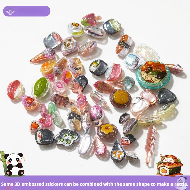 

3D Embossed Relief Stickers Solid Drop Plastic Crystal Diamond Japanese Food DIY Decorative Stickers for Scrapbook Diary Craft