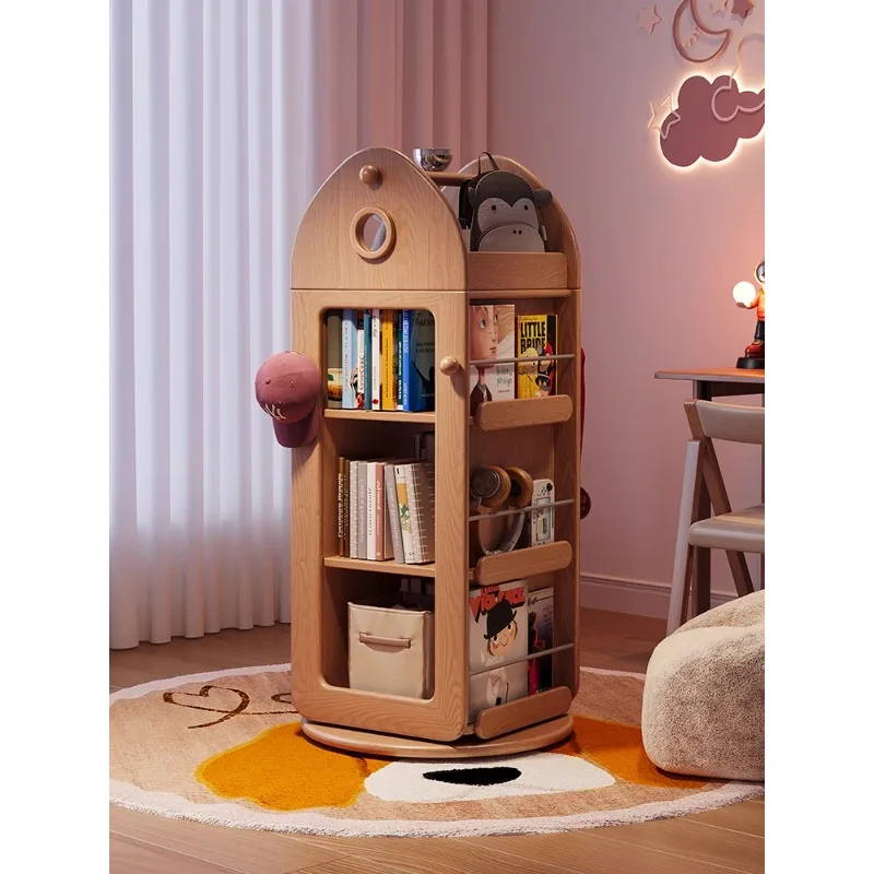 

Children's rotating bookshelf 360-degree bookcase living room floor storage display cabinet