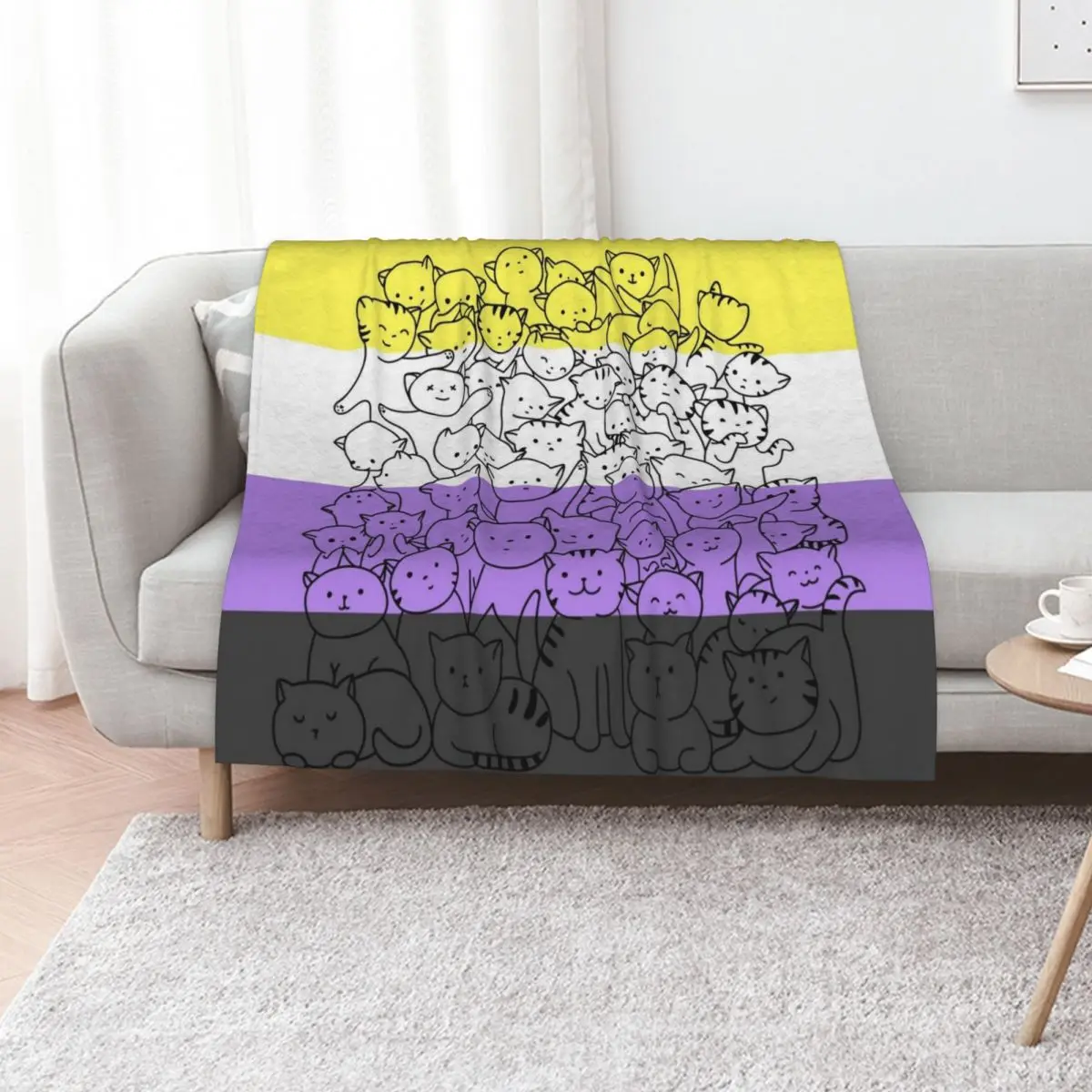 Nonbinary enby Cat Pride Flag Throw Blanket cosplay anime Luxury Thicken Designers Camping Bed linens Sofas Blankets