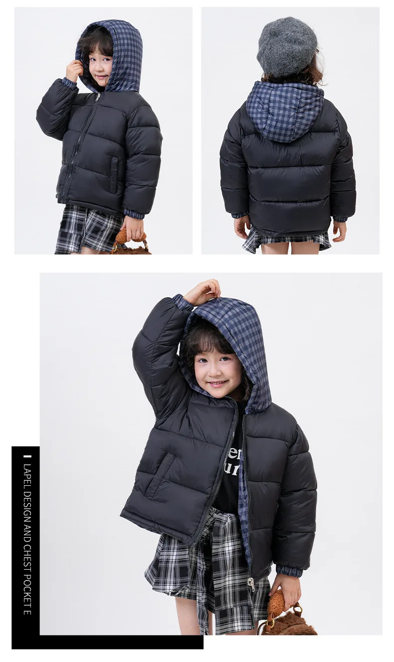 Winter Jungen Verdickte Karierte Kapuzenjacke aus Baumwolle Mädchen Kinder Winddichte Warme Jacke Baby Weiche Freizeitkleidung Schule Sport Kinder – Detail 18