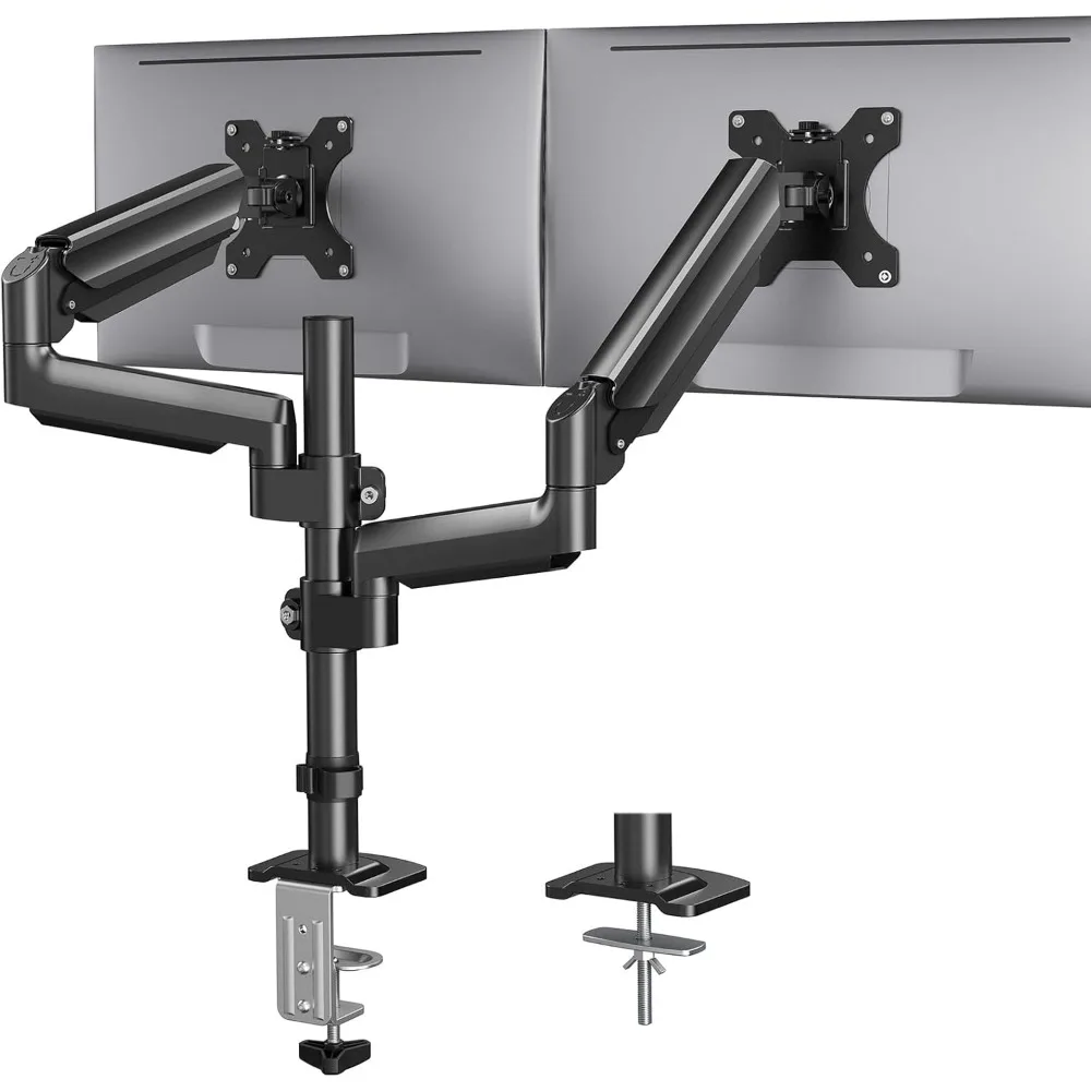 Dual monitor mount up to 32-inch screen, taller monitor stand 19.8 pounds, dual monitor arm desktop mount easy to adjust