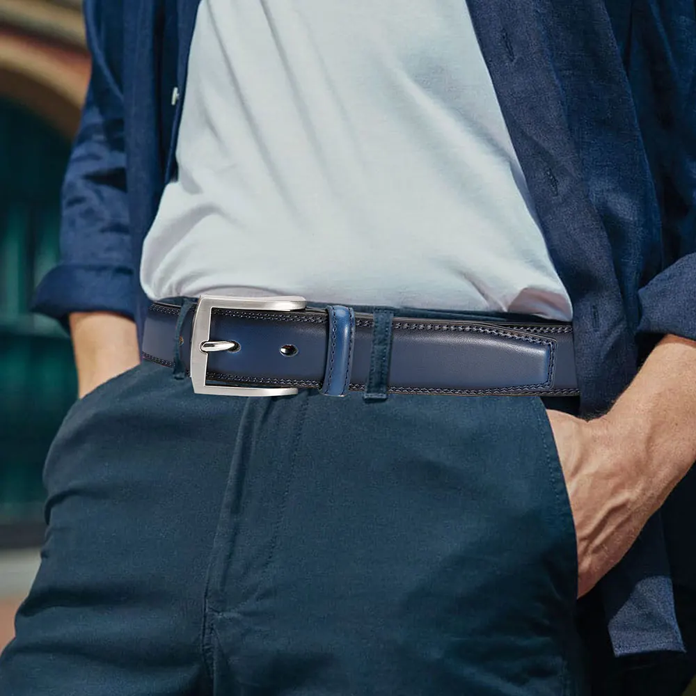 Men's High-quality Genuine Leather Long Needle Buckle Metal Automatic Buckle Men's Belt Strap Men's Fashion Classic Design,Men's Business Automatic Ratchet Belt Color High Quality Leather Alloy Metal Buckle Textured Waist Straps for Jeans