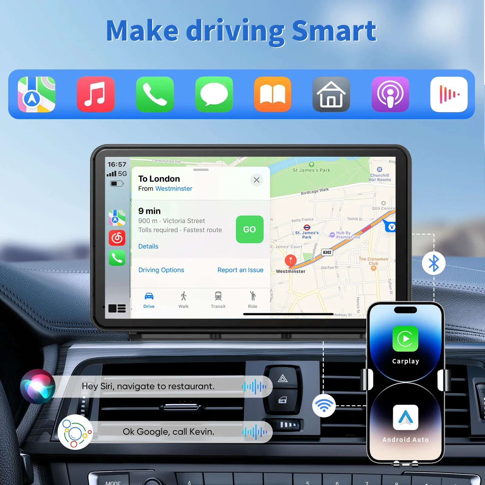 7 بوصة ستيريو سيارة عالمي لاسلكي CarPlay أندرويد السيارات الوسائط المتعددة مشغل فيديو IPS شاشة تعمل باللمس كاميرا احتياطية #3