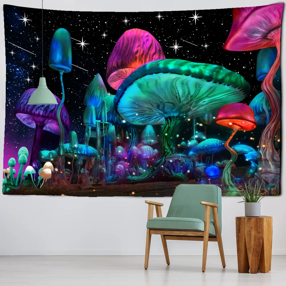 Cartoon Cute Mushroom Tapestry Wall Hanging Aesthetics Room Decoration Bohemian Psychedelic Home Dormitory Wall Decoration