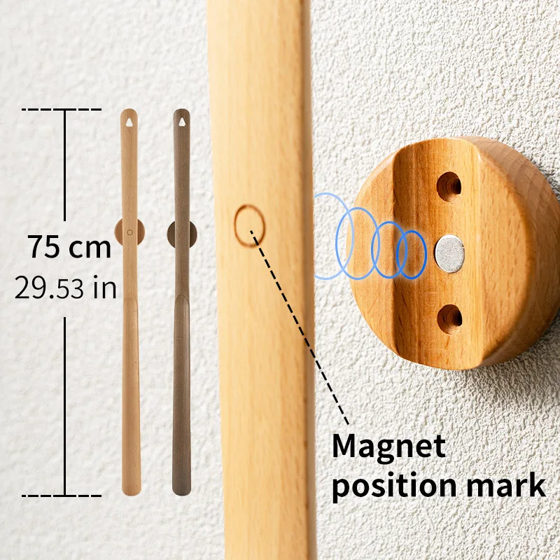 75Cm Schoentrekker Magnetische Schoenlepel Ondersteuning Voor Aangepaste Logo Lange Houten Handvat Lange Schoen Lepel Hoorn Voor Schoenen