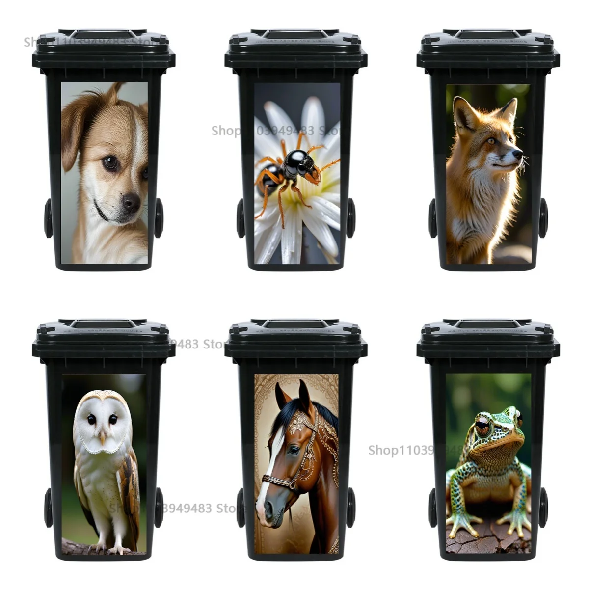 Animal Insect Fox Horse Self-adhesive Dustbin Stickers Recycling Eco-friendly Wheelie Bin Sticker Renovation Cover Decal Mural
