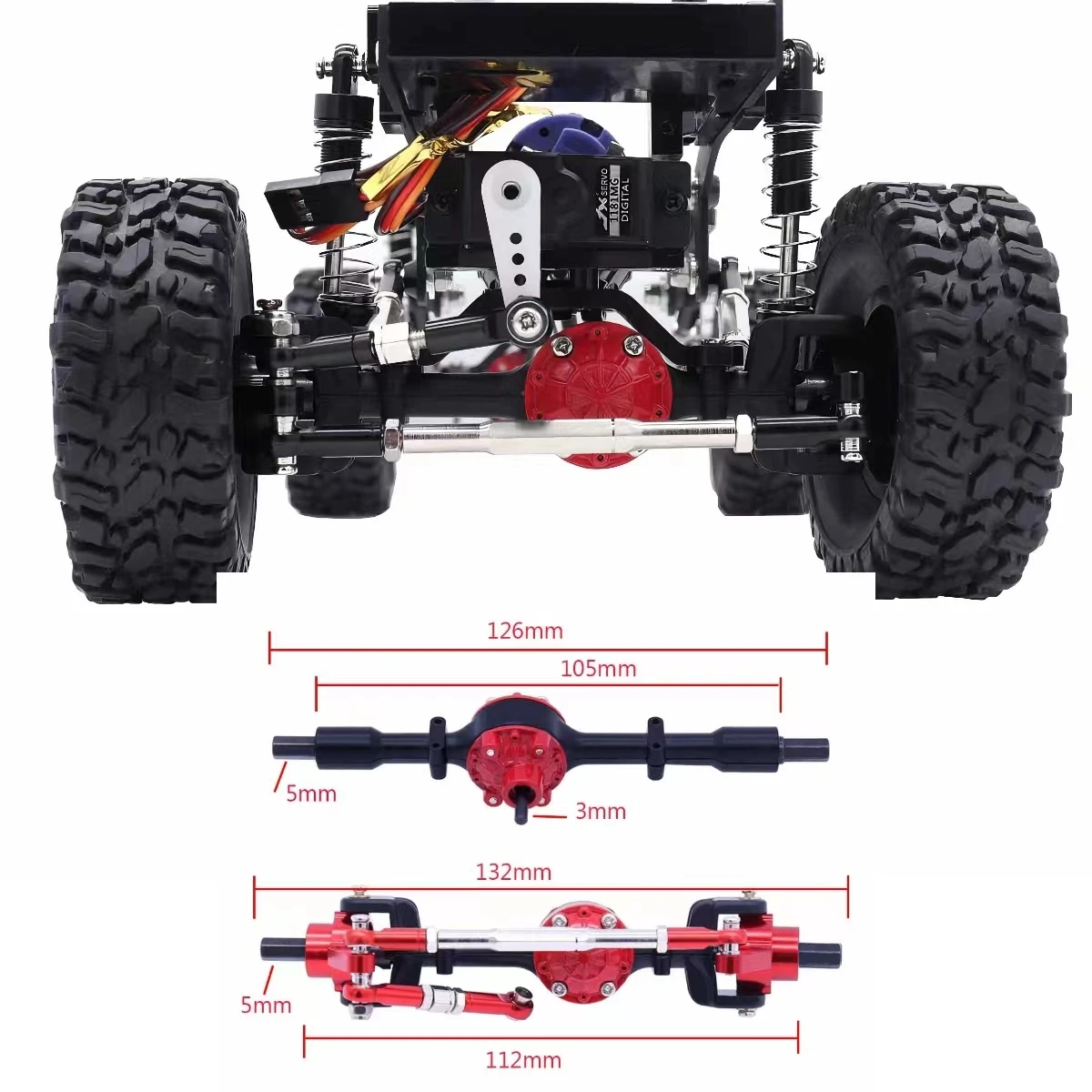 Metal front and rear axles for 1/16 RC Naughty Dragon C14 C24 B14 B24 B16 B36 military truck four-wheel drive six wheel drive