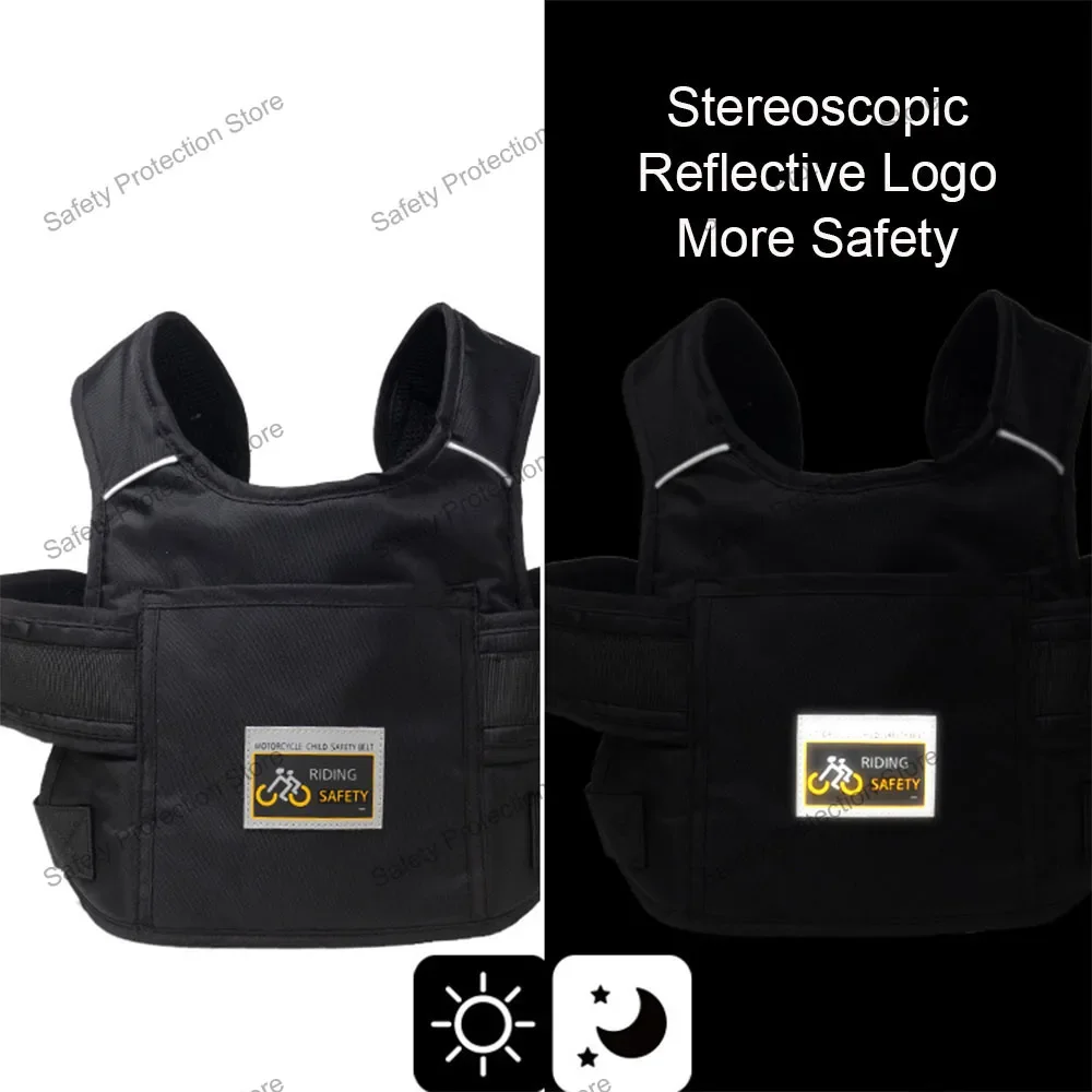 Kids Adjustable Motorcycle Safety Belt Child Reflective Front or Rear Seat Safety Belt Motorcycle Breathable Anti-Drop Harness