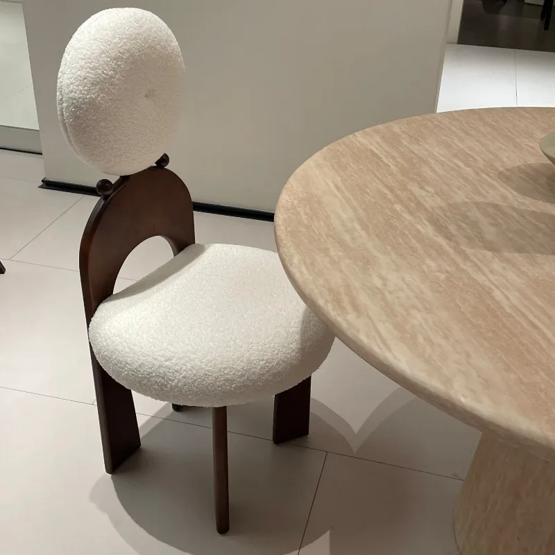 [Earring chair] wabi sandy wind high backrest dining chair bedroom makeup stool Internet celebrity retro solid wood dresser