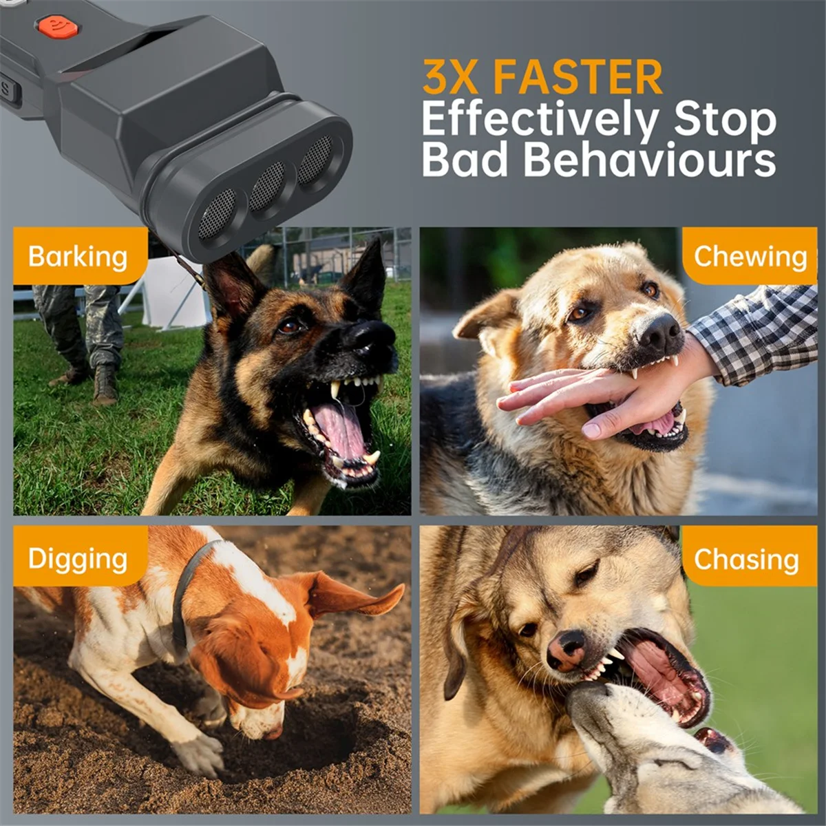 

HLES N30 Ultrasonic Dog Repeller Bark Deterrent Devices Rechargeable Multifunctional Anti-Noise Anti-Barking Pet Dog Trainer