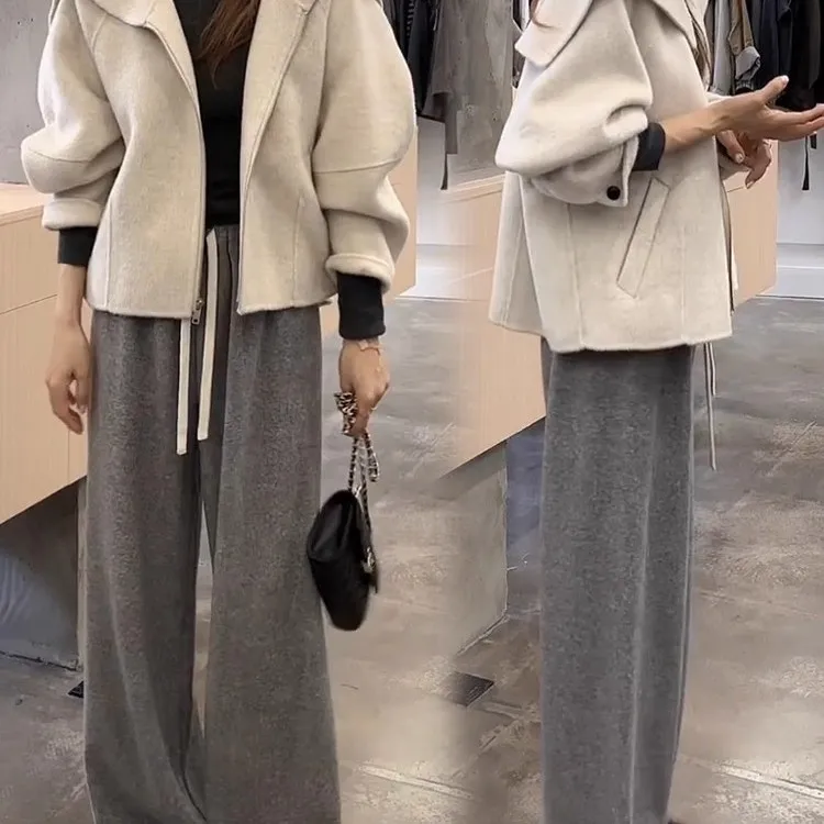 Coupe ample ort fermeture éclair col bleu marine Jaet femmes coréen Sle automne décontracté polyvalent manteau ample confortable paresseux Sle