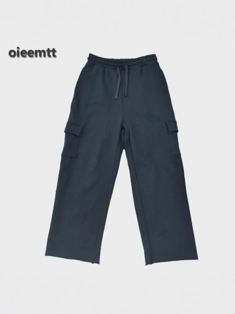 Summer Work Cotton Jogger Casual Pants Men's Outdoor Pants Straight Baggy Sweatpant Wide Trousers for man with Pocket