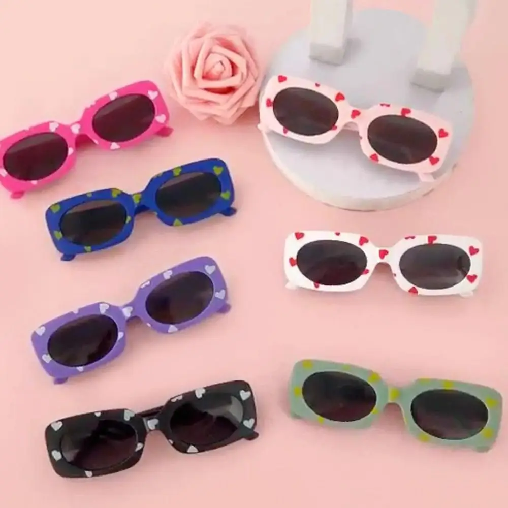 Trendy Heart Print Children Sunglasses Kids Rectangular Sun Glasses Girls Boys Sunglasses UV400 Sun Protection Sun Glasses