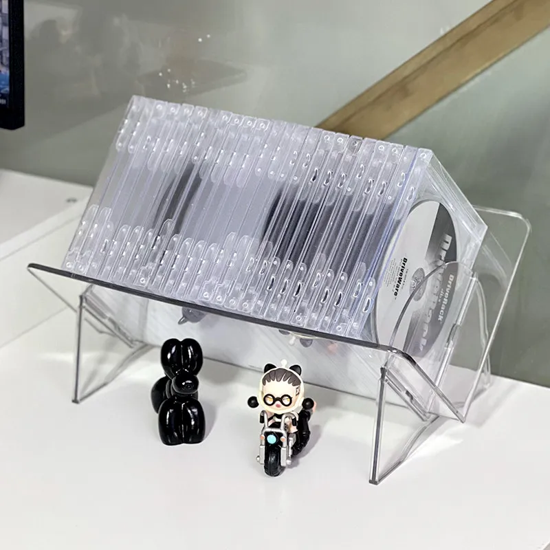 Acrylic Desktop CD Storage Rack, Display Holder for Discs, Albums, Photocards, Standee, Desk Media Collection Organizer