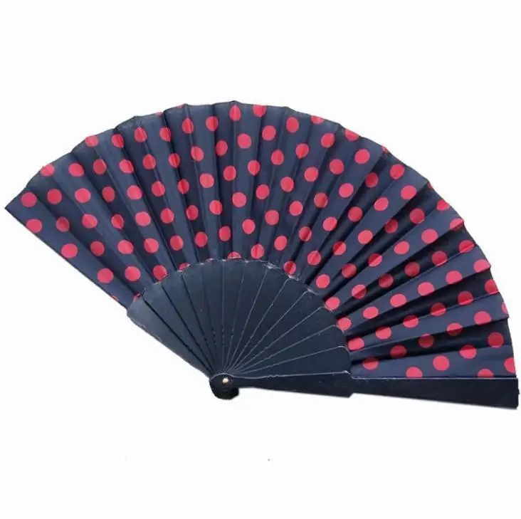 Polka Dots Design Plastic Hand Folding Fan for Wedding Gifts Party Favors Wholesale