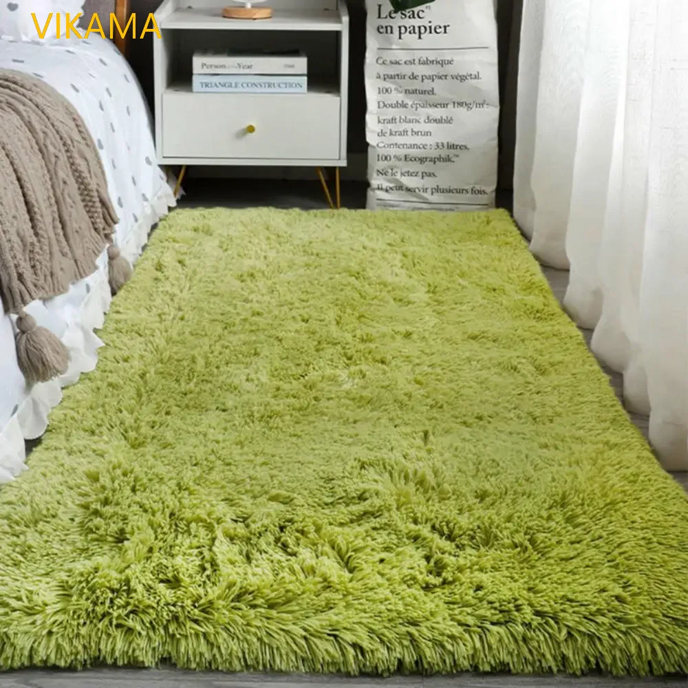 VIKAMA Silk wool Solid Colour Living Room Bedroom Bedside Sofa Soft Mat Home Light Luxury Non-slip Dirty Resistant Washable Rug