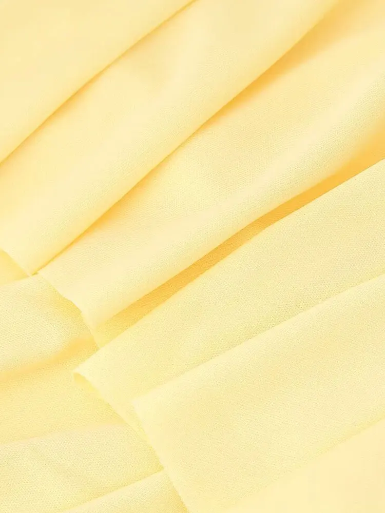 TFAFXY 2025 فستان كامي صيفي مثير أنيق أصفر طويل للنساء فستان حفلات متدرج بدون أكمام فستان أنيق #6