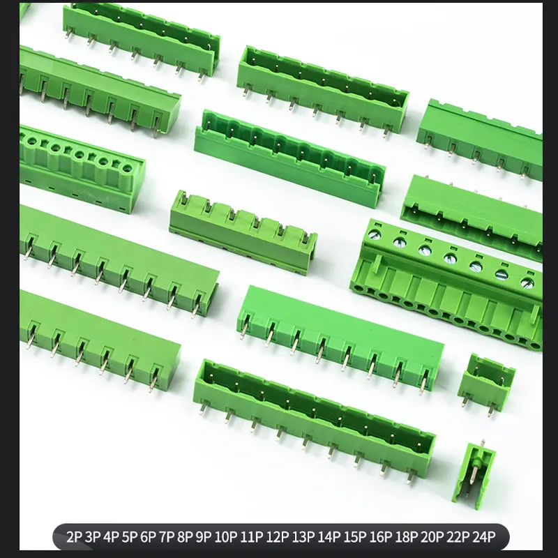 Agulha reta de ponta aberta com kit introdutor completo | Verde | Bloco de parafuso IP 7.62mm | Kit Plug/Soquete Industrial 2-12P