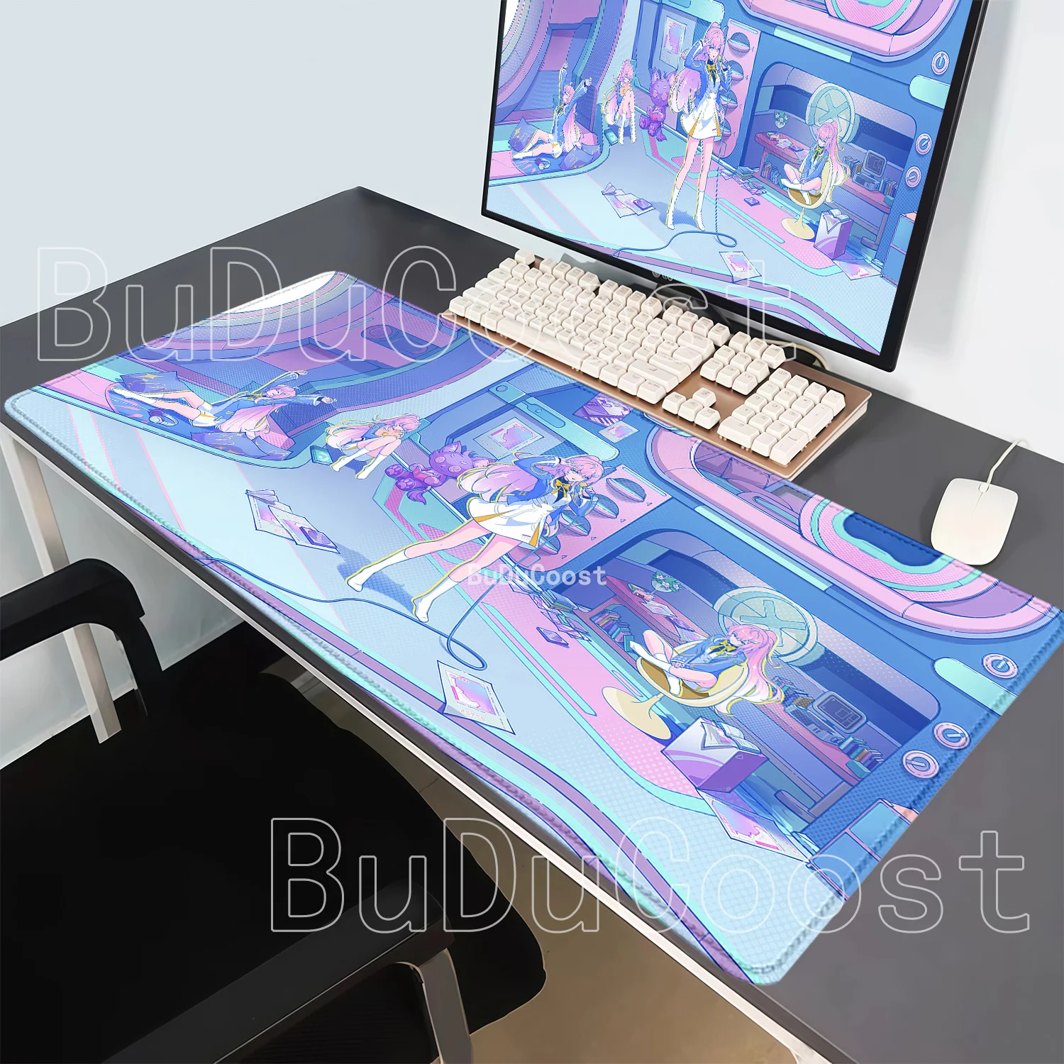 Larger HD Printing Wuthering Waves Aemeath Mouse Pad Anime Kawaii Girl Keyboard Overlock Mousepad Office Non-slip Base Desk Mat